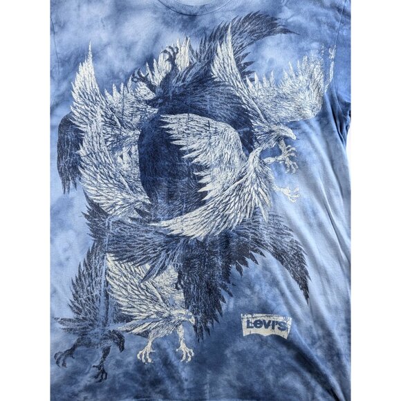 Levis T-Shirt Mens Large Blue Tie-Dye Graphic With Eagle Design 100% Cotton - Picture 6 of 9